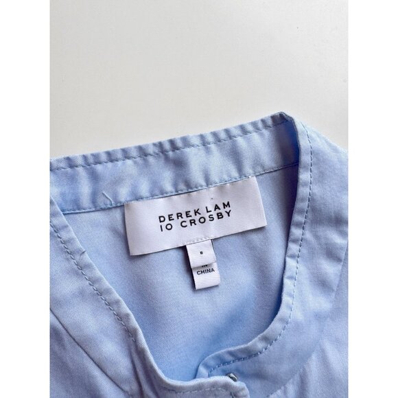 DEREK LAM 10 CROSBY Blue Cotton Sateen Button Up Peplum Shirt Blouse, Size 8 - Picture 10 of 12